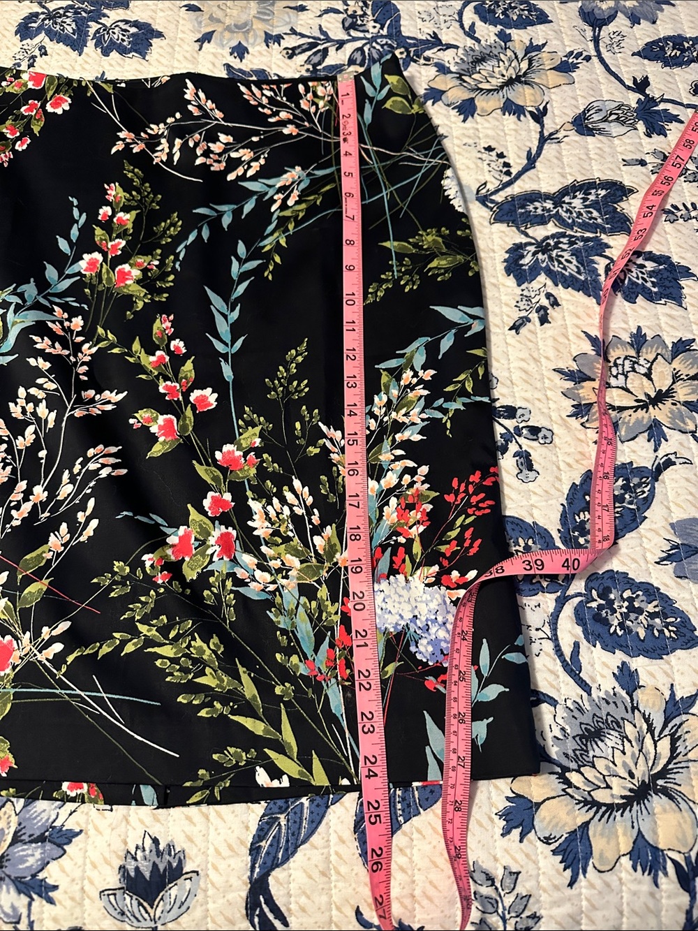 Talbots Black Floral Pencil Skirt with Colorful Blooms - Picture 3 of 6